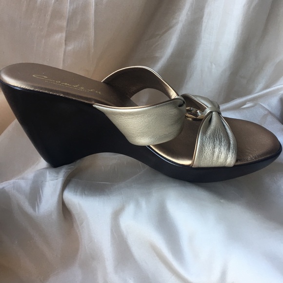 Contesa Sandals Gold & Cooper Wedge Heel    9W - Picture 3 of 8